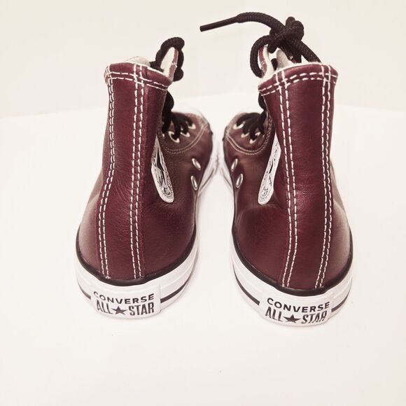 Converse All Star Girls Boys Leather Burgundy High-Top Sneakers #368046C… - Picture 5 of 9